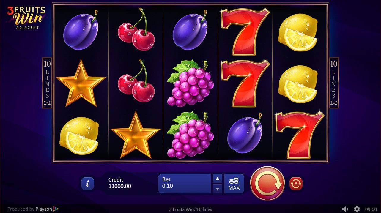 3 fruits win 10 lines