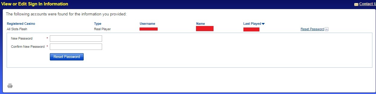 All Slots Casino Reset Password